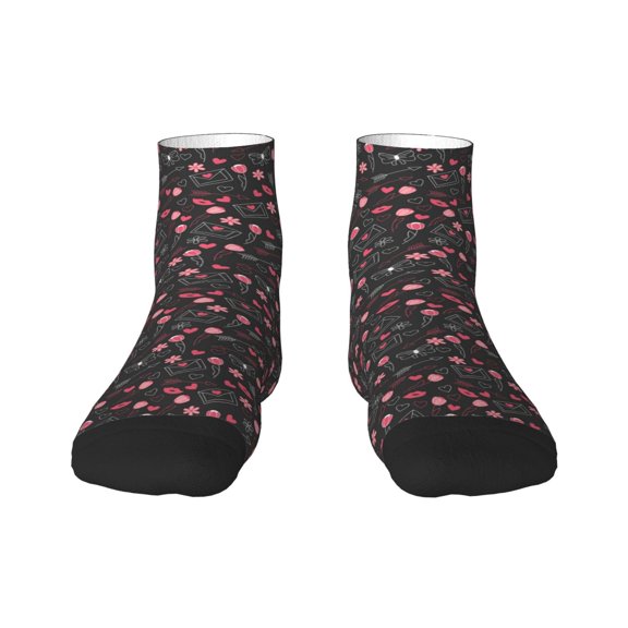 Goofa Valentine'S Day Pattern Non Slip Socks with Grips for Elderly, Crew Socks Yoga Hospital Socks Cushioned Sole Gripper Socks for Men Women