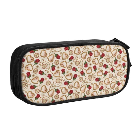 Goofa Valentine'S Day Rose Pattern Big Capacity Pencil Pen Case Office College Large Storage High Capacity Bag Pouch Holder Box Organizer