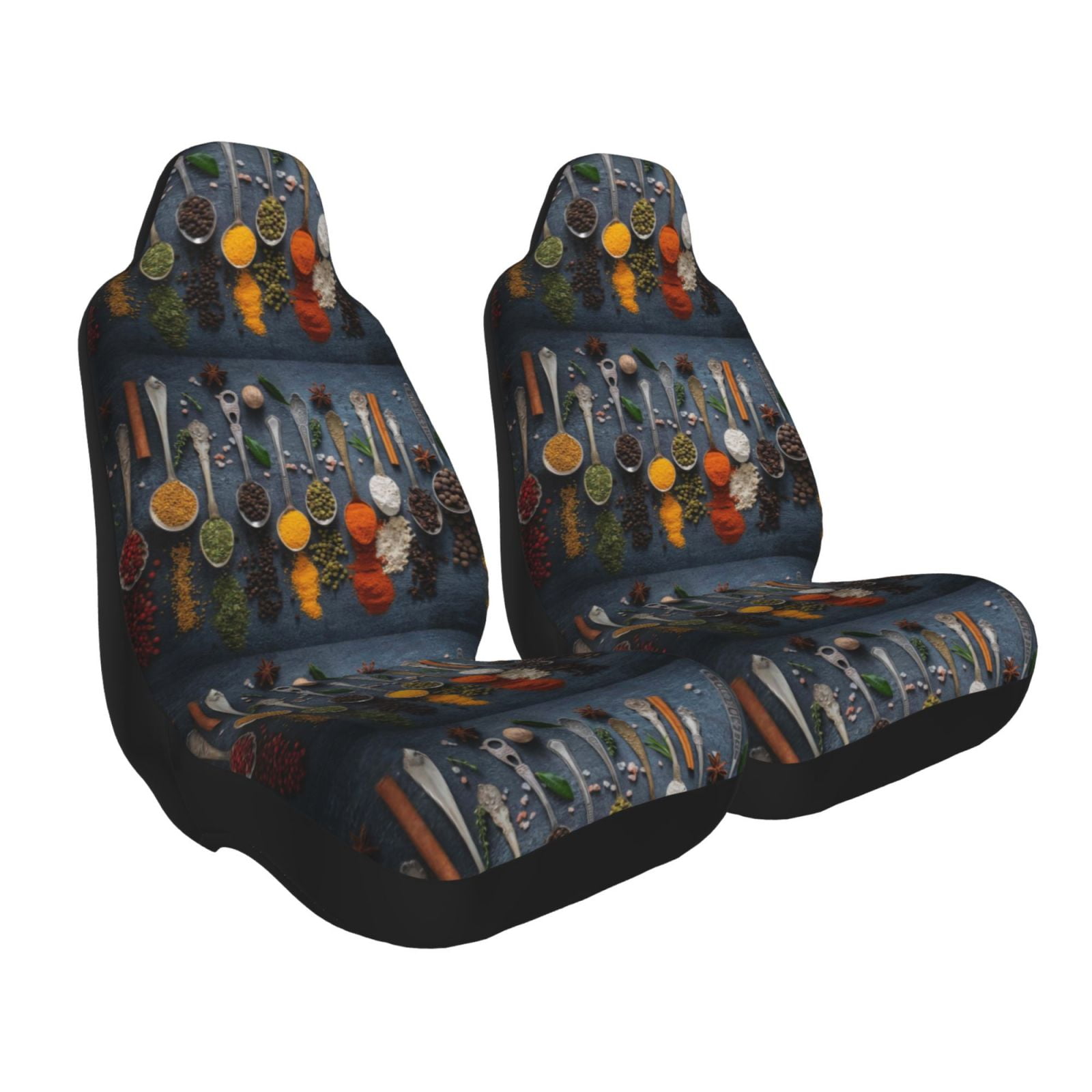 Goofa Various Herbs And Spices In Spoons Printed Car Seat Covers