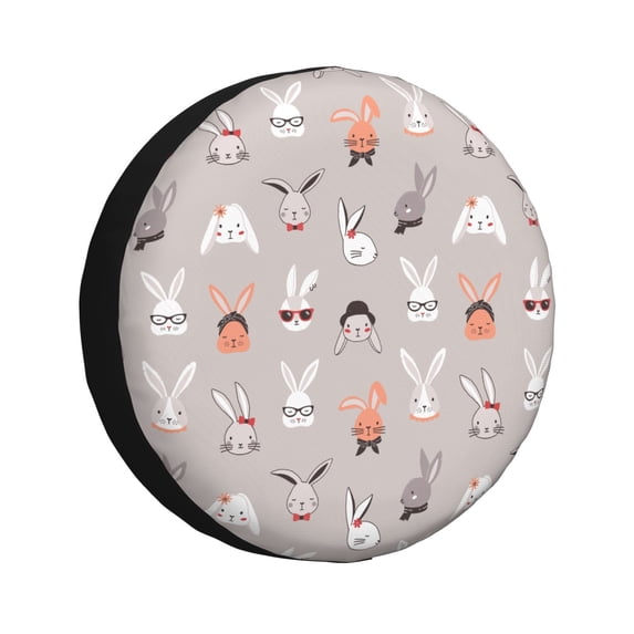 Goofa Various Rabbits Pattern Universal Tire Cover for Jeep, SUV, Truck, and Trailer – Waterproof, UV-Resistant,Easy to Install, Fits 14"-17" Tires-15 inch