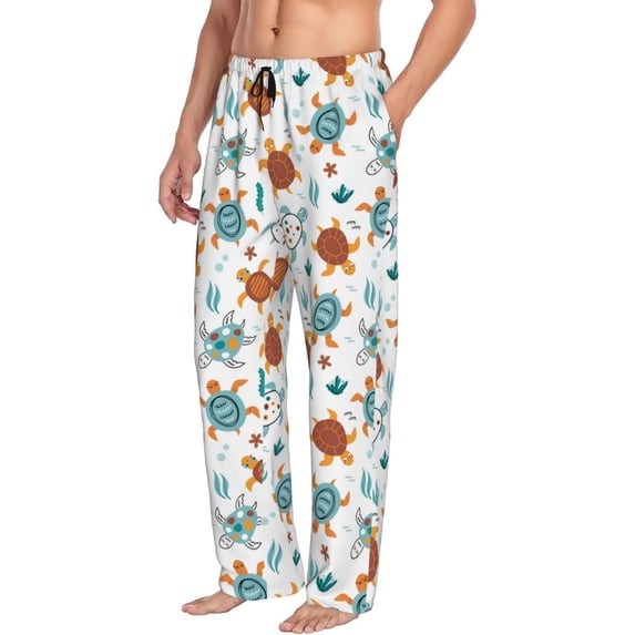Goofa Various Turtle Printed Soft Pajama Pants for Men, Wide Leg Comfy Casual Lounge Yoga Pants-
