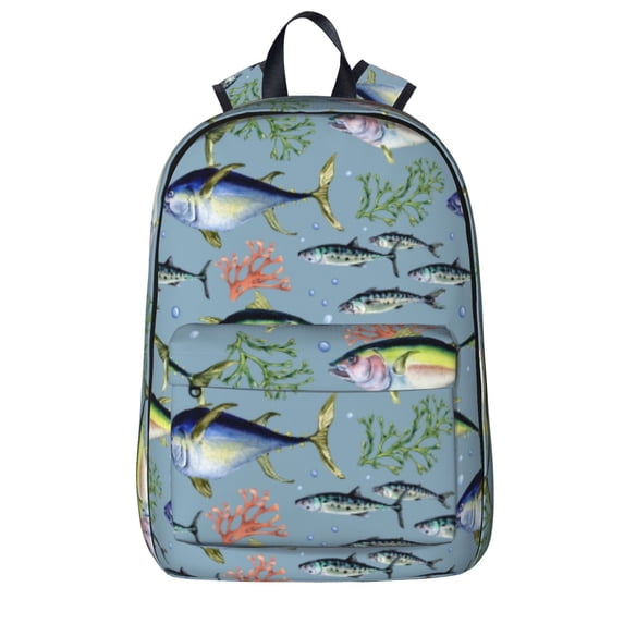 Goofa Various Wild Sea Fish Printed Backpack,Laptop Backpack,Durable Anti-Theft Travel Work Backpack,Water-resistant Backpack