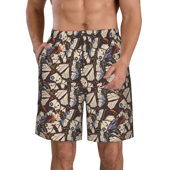 Goofa Vector Butterflies Printed Mens Swim Trunks Summer Quick Dry Short Beach Swimwear Bathing Suits-XX-Large
