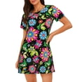 thumbnail image 1 of Goofa Vector Mexican Otomi Style Bright Print Women’s Cotton Nightdress – Short-Sleeved Sleep Dress, Casual Loose-Fit Lounge Wear, Comfortable and Stylish Sleepwear for Women, 1 of 6