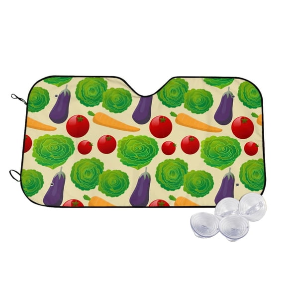 Goofa Vegetable Printed Car Windshield Sunshade,Foldable Reflective Sun Visor,UV Protection Heat Blocker Sunshade,Car Cooling Accessory-