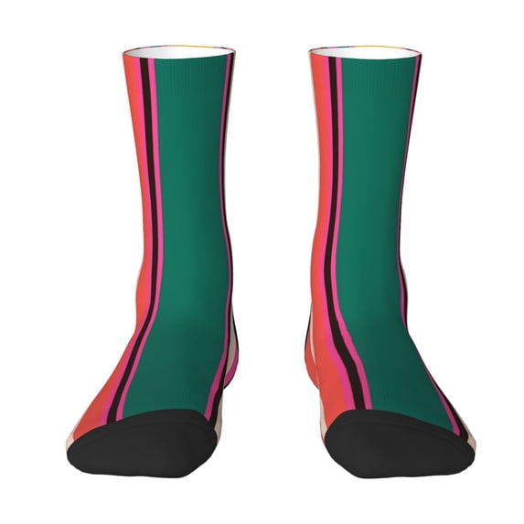 Goofa Vertical Stripes Printed Men's Crew Socks, Soft Durable Breathable Moisture-Wicking with Odor Control Cotton socks