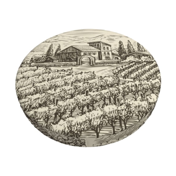 Goofa Vineyard Landscape Printed Stool Covers Round, Waterproof Round Bar Stool Covers Anti-Slip Round Bar Stool Seat Cover with Elastic Bands Durable -13 inch