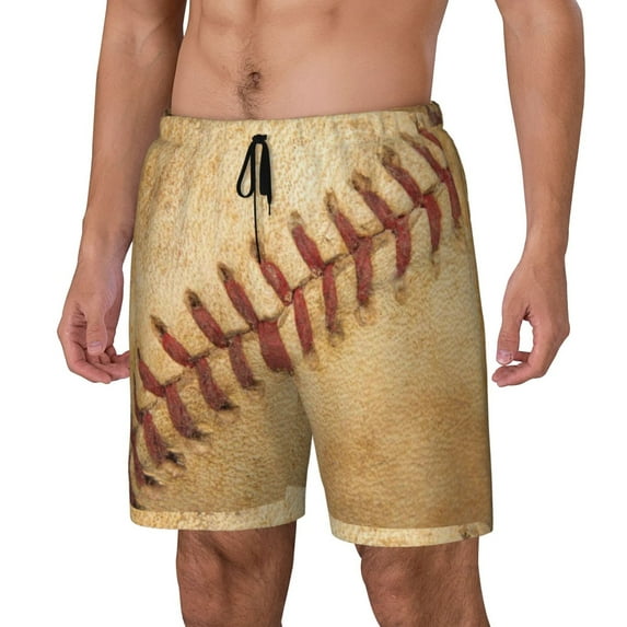 Goofa Vintage Baseball Printed Men's Swim Trunks Board Shorts Quick Dry Mens Swimming Trunks with Compression Liner,Breathable Fit Hawaii Beach Shorts-Large
