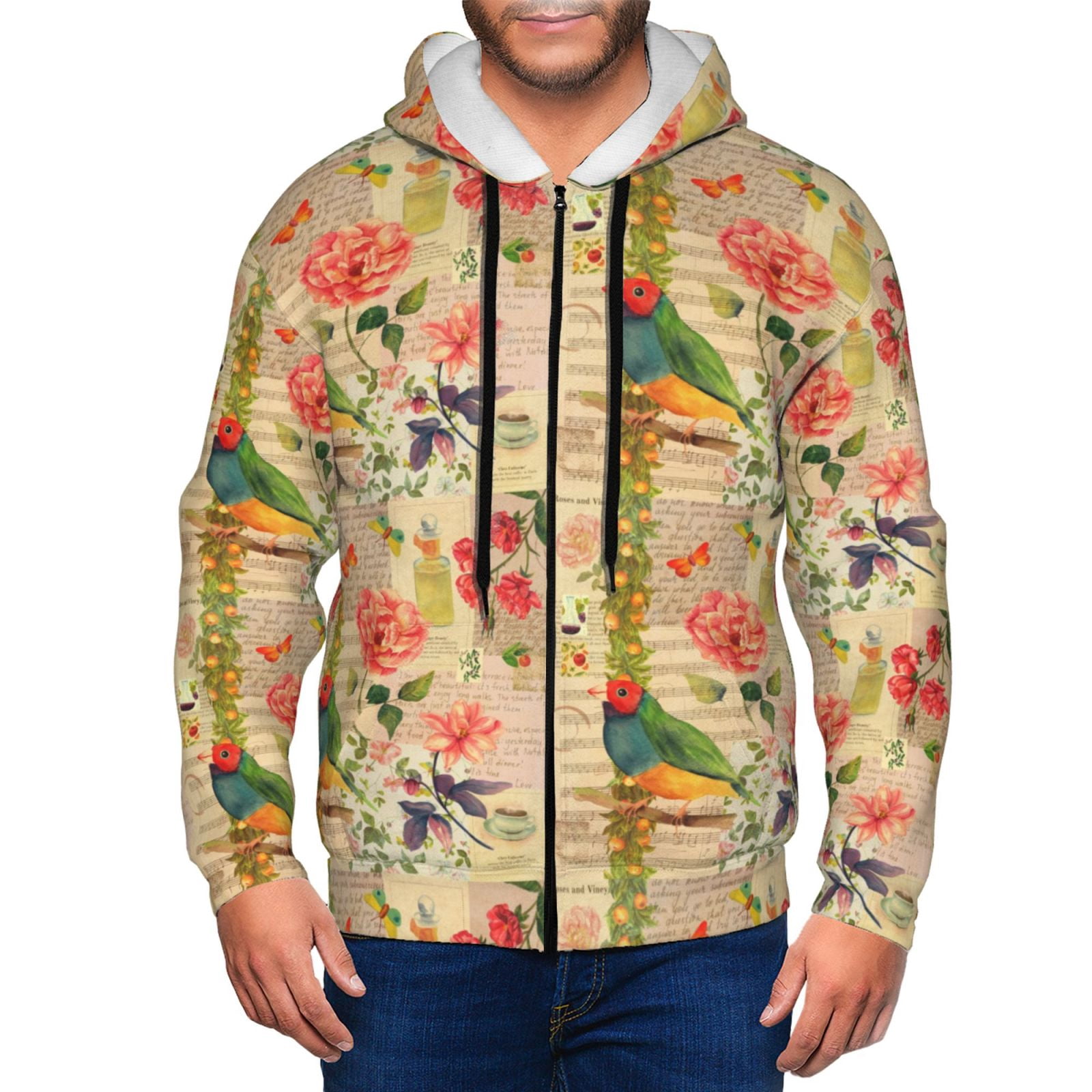 Lizard Leaf Pattern Print Men Pullover Hoodie
