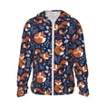 thumbnail image 1 of Goofa Vintage Blue Fox Family Printed Women's UPF 50+ Sun Protection Hoodie Jacket Lightweight Long Sleeve Sun Shirt for Women with Pocket Hiking Outdoor-XX-Large, 1 of 9
