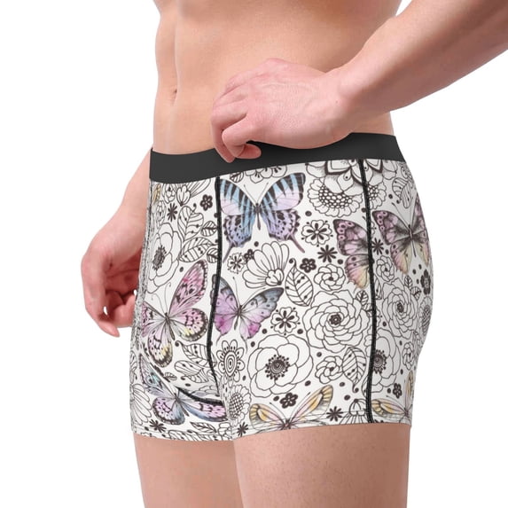Goofa Vintage Butterflies Printed Men's Boxer Briefs Underwear, Moisture-Wicking Underwear, Trunk,Soft and Breathable Cotton Underwear-Medium