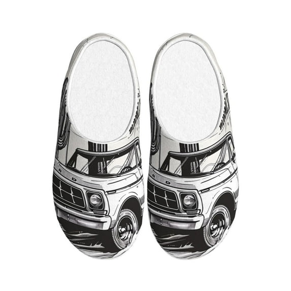Goofa Vintage Cactus Pickup Print Womens Mens Cotton Lightweight House Slippers , Washable Home Slippers,Indoor Comfy Bedroom Cozy Slippers-37/38