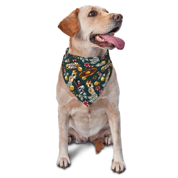 Goofa Vintage Casino Chips Printing Dog Bandana ,Cat Scarf Adjustable Bib Handkerchief Accessories for Dogs Cats,Pet scarf,Pet fashion