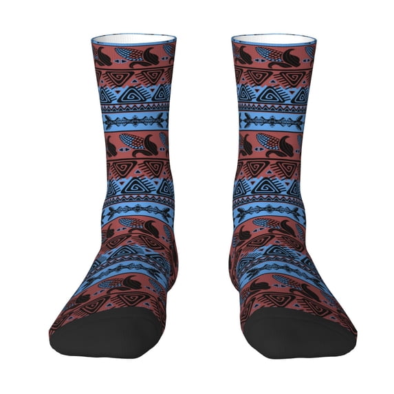 Goofa Vintage Corn Pattern in Red Blue Printed Men's Crew Socks, Soft Durable Breathable Moisture-Wicking with Odor Control Cotton socks