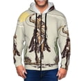 thumbnail image 1 of Goofa Vintage Cowboy Riding Horse Pattern Mens Full-zip Hoodie, Zip-up Pullover Hooded Sweatshirt, Kangaroo Pocket Hoodie Ideal for Daily Wear, Travel, and Home-XX-Large, 1 of 5