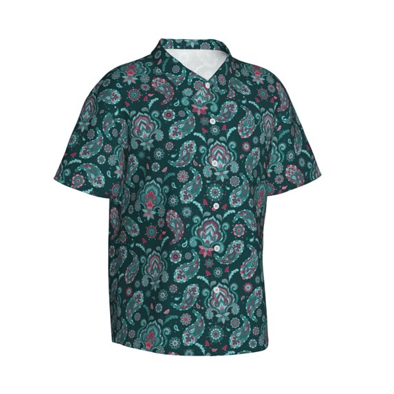 Goofa Vintage Floral Hawaiian Shirt for Men, Unisex Summer Beach Casual Short Sleeve Button Down Shirts,Aloha Tropical Floral print shirt-Medium