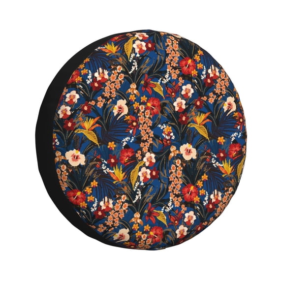 Goofa Vintage Floral Pattern Universal Tire Cover for Jeep, SUV, Truck, and Trailer – Waterproof, UV-Resistant,Easy to Install, Fits 14"-17" Tires-14 inch