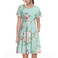 thumbnail image 1 of Goofa Vintage Floral Pattern Women Summer Short Sleeve Midi Dress with Pockets Casual Aline Flowy Tshirt Dress Vocation Beach Sundress, 1 of 6