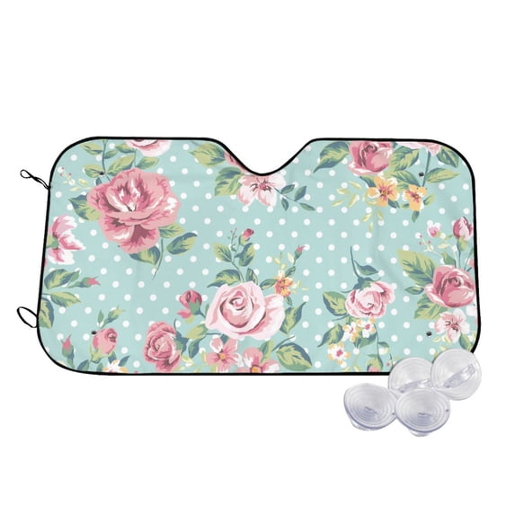 Goofa Vintage Floral Printed Car Windshield Sunshade,Foldable Reflective Sun Visor,UV Protection Heat Blocker Sunshade,Car Cooling Accessory-