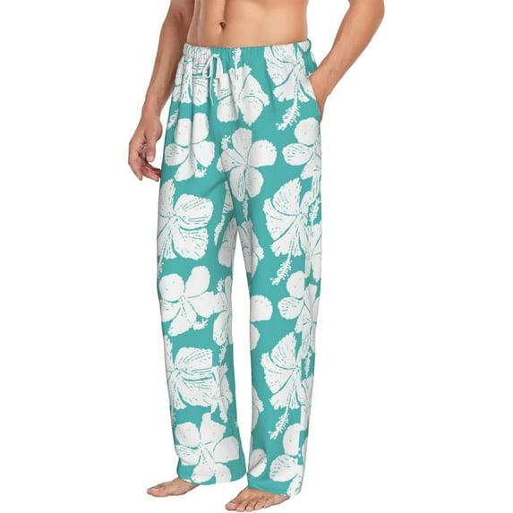Goofa Vintage Floral Printed Soft Pajama Pants for Men, Wide Leg Comfy Casual Lounge Yoga Pants-Medium