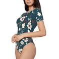 thumbnail image 1 of Goofa Vintage Floral Printed Women Rash Guard Short Sleeve,Tummy control Swimsuit Surfing Swimsuit Bathing Suit One Piece Swimsuit UPF 50-X-Large, 1 of 9