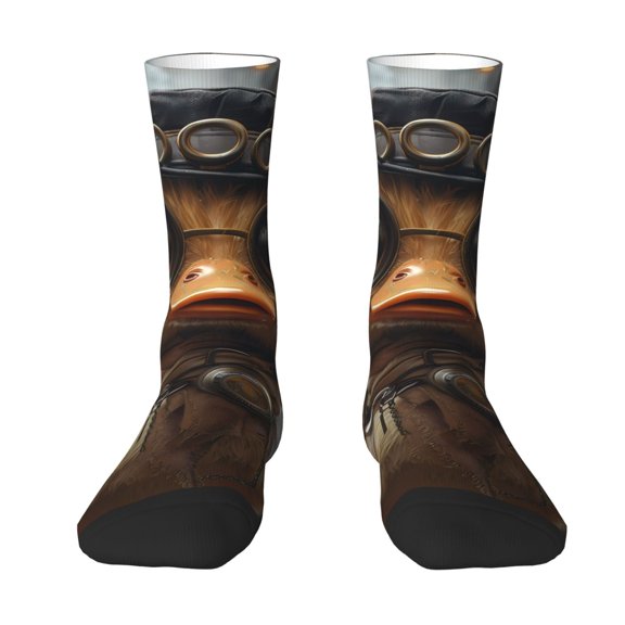 Goofa Vintage Gentleman Duck Printed Men's Crew Socks, Soft Durable Breathable Moisture-Wicking with Odor Control Cotton socks