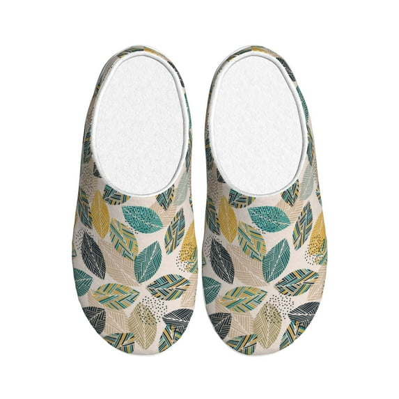 Goofa Vintage Leaves Print Womens Mens Cotton Lightweight House Slippers , Washable Home Slippers,Indoor Comfy Bedroom Cozy Slippers-40/41