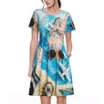 thumbnail image 1 of Goofa Vintage Map Travel Essentials Pattern Women Summer Short Sleeve Midi Dress with Pockets Casual Aline Flowy Tshirt Dress Vocation Beach Sundress, 1 of 6