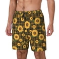 thumbnail image 1 of Goofa Vintage Plaid Sunflower Printed Men's Swim Trunks Board Shorts Quick Dry Mens Swimming Trunks with Compression Liner,Breathable Fit Hawaii Beach Shorts-Medium, 1 of 9