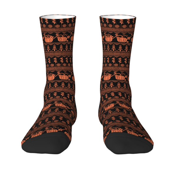 Goofa Vintage Pumpkin Pattern Printed Men's Crew Socks, Soft Durable Breathable Moisture-Wicking with Odor Control Cotton socks