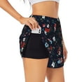 thumbnail image 1 of Goofa Vintage Rose Printed Women 2 in 1 Running Shorts,Quick Dry Athletic Workout Shorts,High Waisted Athletic Shorts with Liner Pockets-Small, 1 of 9