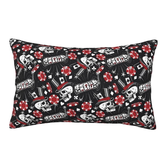 Goofa Vintage Skull Casino Pattern Pillow Case – Plush & Soft Cushion Cover, Hypoallergenic Throw Pillow Case for Comfortable Sleep with Envelope Closure-20"x30"