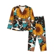 thumbnail image 1 of Goofa Vintage Sunflowes Printed Women’s 2 Piece Pajama Set Super,Pajamas Women's Long Sleeve Sleepwear Soft Button Down Loungewear Pjs Lounge Set Nightwear-Small, 1 of 9