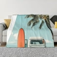 thumbnail image 1 of Goofa Vintage Surf Van Beach Pattern Fleece Throw Blanket for Couch, Soft Checkered Flannel Blanket for Sofa, Warm Cozy Decorative Blanket Fall Decor Gift-40"x30", 1 of 6