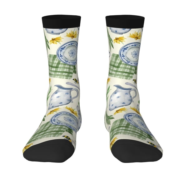Goofa Vintage Utensils Printed Men's Crew Socks, Soft Durable Breathable Moisture-Wicking with Odor Control Cotton socks