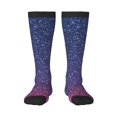 thumbnail image 1 of Goofa Violet Glitter Pattern Adult Stockings, Color-Block Knee High Socks, Comfortable and Breathable, Soft and Stretchable, Sports, and Decoration, 1 of 6