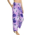 thumbnail image 1 of Goofa Violet Printed Soft Pajama Pants for Women, Wide Leg Comfy Casual Lounge Yoga Pants-Medium, 1 of 9