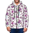 thumbnail image 1 of Goofa Violets Flowers Pattern Mens Full-zip Hoodie, Zip-up Pullover Hooded Sweatshirt, Kangaroo Pocket Hoodie Ideal for Daily Wear, Travel, and Home-XX-Large, 1 of 5