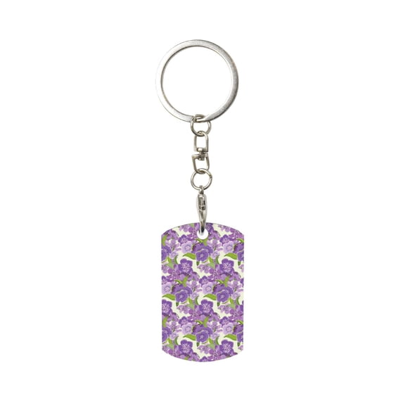 Goofa Violets Flowers Printed Rectangular Metal Keychain Bag Charm Floral Charm for Purse Keys Metal Keyring Gift for Women Accessories