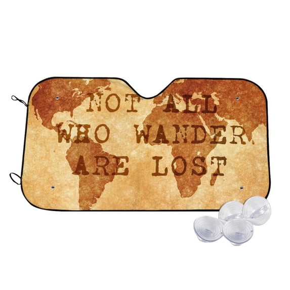 Goofa Not All Those Who Wander Are Lost2 Printed Car Windshield Sunshade,Foldable Reflective Sun Visor,UV Protection Heat Blocker Sunshade,Car Cooling Accessory-Small