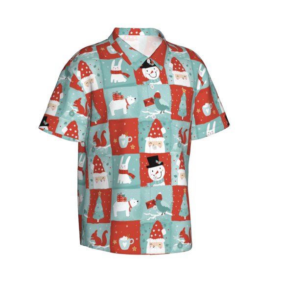 Goofa Warm Christmas Memories Hawaiian Shirt for Men, Unisex Summer Beach Casual Short Sleeve Button Down Shirts,Aloha Tropical Floral print shirt-3X-Large