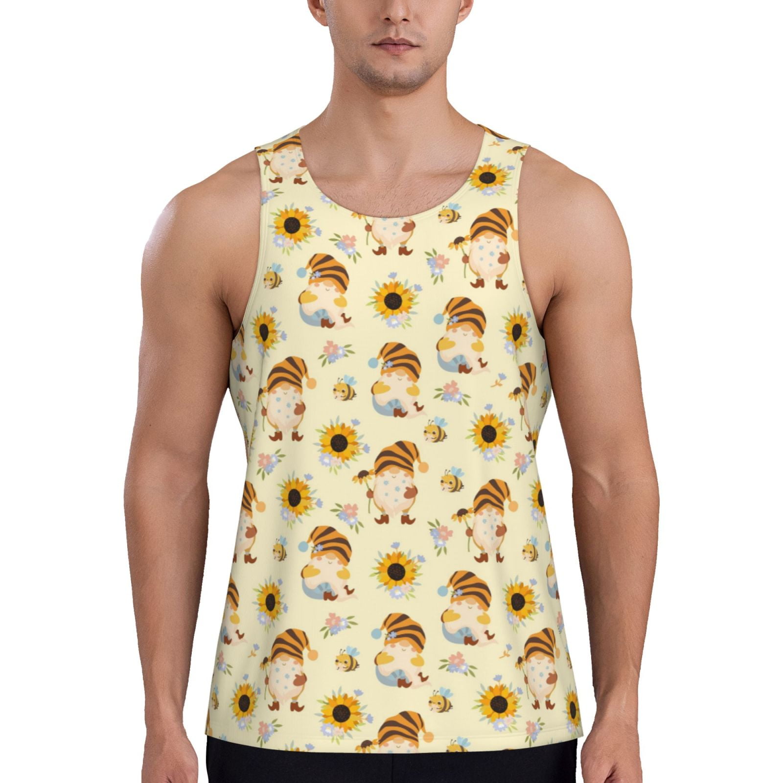 Goofa Watercolor Bee Honey Honeycomb Bee Pattern Men's Workout Tank Top ...
