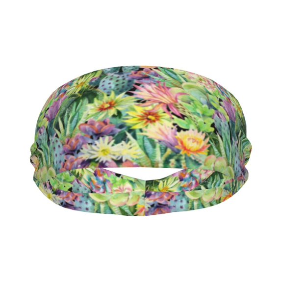 Goofa Watercolor Blooming Cactus Pattern Sweatbands Sports Headband for Men & Women,Moisture Wicking Athletic headband,Breathable Sweatband,Sports accessories,Workout gear