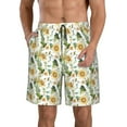 Goofa Watercolor Bright Sunflowers Printed Mens Swim Trunks Summer