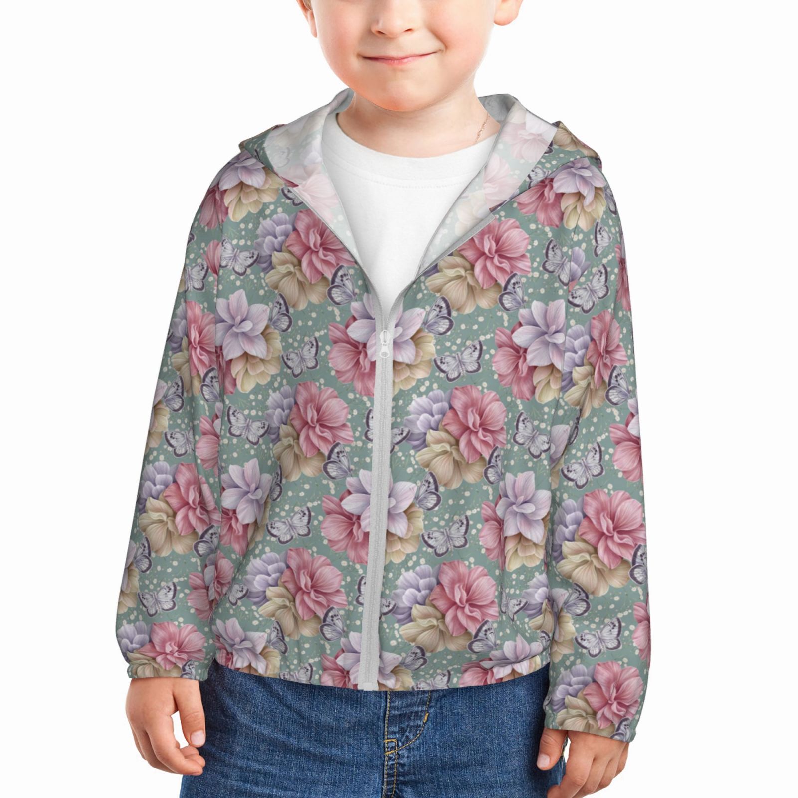 Goofa Watercolor Butterflies Printed Kids ZipUp Hoodie Girls Boys