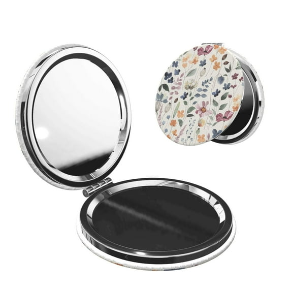 Goofa Watercolor Floral Pattern Pocket Mirror, Portable Makeup Mirror,Travel Makeup Mirror,Dual-Sided Compact Mirror,Gift Makeup Mirror-Round Shape