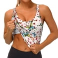 thumbnail image 1 of Goofa Watercolor Floral With Butterflies Printed Sports Bras for Women, High Impact Running Bra Workout Crop Tank Tops Longline Sports Bra Push up-Medium, 1 of 9