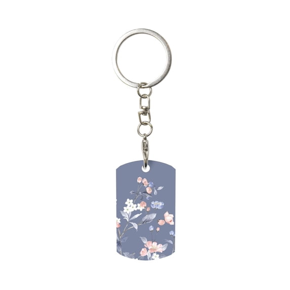 Goofa Watercolor Flowers Butterfly Printed Rectangular Metal Keychain Bag Charm Floral Charm for Purse Keys Metal Keyring Gift for Women Accessories
