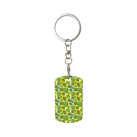 Goofa Watercolor Kiwi Fruits Summer Printed Rectangular Metal Keychain Bag Charm Floral Charm for Purse Keys Metal Keyring Gift for Women Accessories