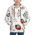 thumbnail image 1 of Goofa Watercolor Ladybug Pattern Hooded Sweatshirt for Youth Trendy youth sweatshirt Casual Hoodie for Boys and Girls-Small, 1 of 6